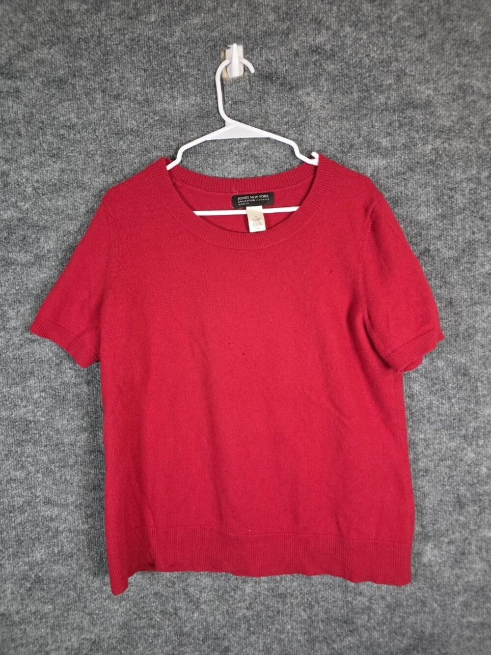Jones New York Sweater Womens 1X Red 100% Cashmere Crewneck Damaged Pilling
